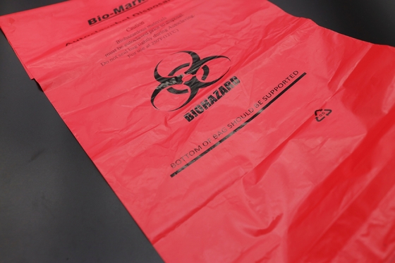 Customized Red Plastic Biohazard Medical Waste Bag For Hospital Pharmacy Clinic
